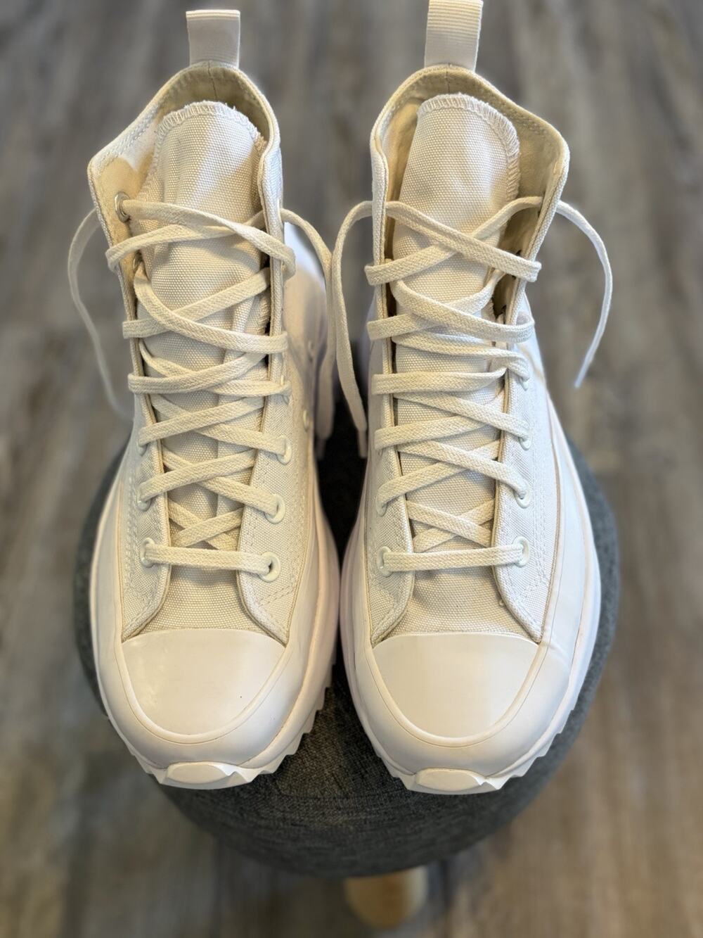 Converse Run Star Hike High Top Platform Sneakers White Canvas Womens 7.5 Mens 6